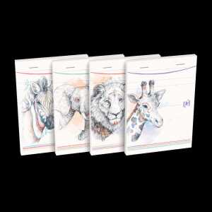 Notizblock A6, kopfgeheftet, liniert 7 mm, 80 Blatt, sortierte Motive