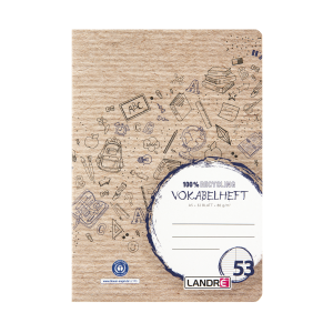 LANDRÉ Vokabelheft Recycling A5, 32 Blatt, Lineatur 53, blau