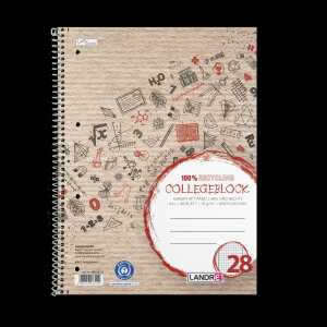 LANDRÉ Collegeblock Recycling A4+, 80 Blatt, Lineatur 28, rot