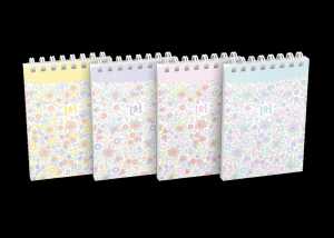 Oxford Floral Notizblock A7, 70 Blatt, Kopfspiralbindung liniert, sort