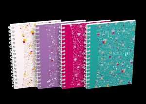 Oxford GO Floral Collegeblock A6, kariert 5x5 mm, 4 Designs sortiert