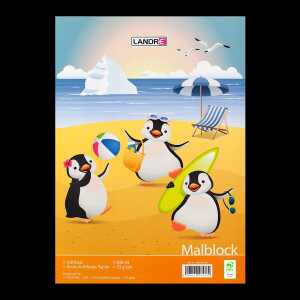 LANDRÉ Malblock A4, 100 Blatt, 70 g/m², Motiv: Tiere sortiert