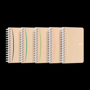 Touareg Spiralbuch 9x14cm Doppelspirale, 90 Blatt 5mm kariert sortiert