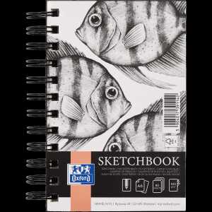 Sketchbook A6 mit Spiralbindung, 80 Blatt, 100g/m², Hardcover, schwarz