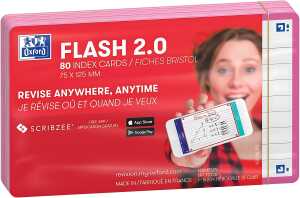 Oxford Flash 2.0, 75x125, 80 Blatt, liniert, fuchsia