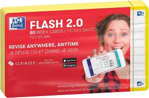 Oxford Flash 2.0, 75x125, 80 Blatt, liniert, gelb