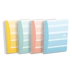 Oxford GO Iconic Spiralbuch A5, kariert 5x5 mm, 4 Farben sortiert