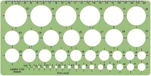 LINEX 1116S Kreisschablone, 39 Kreise von 1-35 mm, Tuschenoppen,