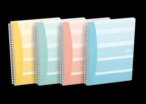 Oxford GO Iconic Spiralbuch B5, kariert 5x5 mm, 4 Farben sortiert