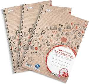 Recycling 3er - Pack A4+ Collegeblock, Lineatur 28, 80 Blatt, rot,