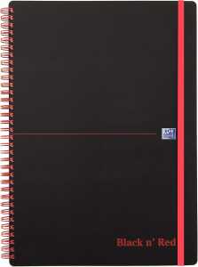 Office Black n Red Spiralbuch A4 liniert, 70 Blatt, PP-Deckel 5er