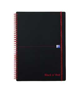 Office Black n Red Spiralbuch A4 kariert, 70 Blatt, PP-Deckel 5er
