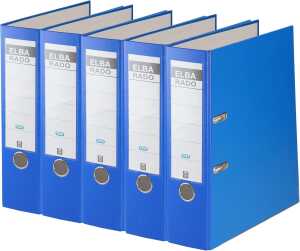 ELBA Ordner "rado brillant" 5er Pack, A4, Rückenbreite 8 cm, blau