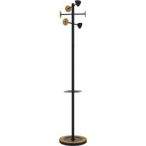 Unilux BORA BAMBOO Standgarderobe schwarz-bambus, 6 Kleiderhaken