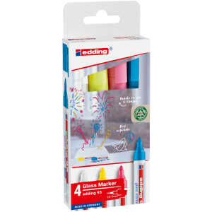 Edding Glasmarker 95 1,5-3 mm 4er-Set weiß gelb pink hblau