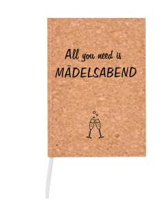 Notizbuch A5 Kork Mädelsabend 128S dotted lines natur