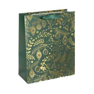 Geschenktasche groß - grün - Ornamente 26 x 33 x 12 cm