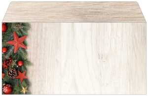 Weihnachts-Umschlag Weihnachtssterne beige/rot/grün DIN lang 50 Umschl