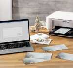 Weihnachts-Umschlag Weihnachtssterne blau/kupfer DIN lang 50 Umschläge