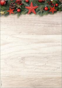 Weihnachts-Motiv-Papier Weihnachtssterne beige/rot/grün 90g/m² A4100Bl