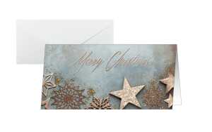 Weihnachts-Karten - Weihnachtssterne DIN lang - 10 Karten + Umschläge