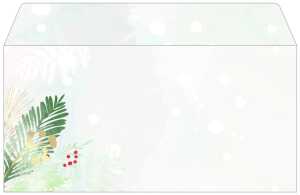 Weihnachts-Umschlag Tannenzweige blau/grün/gold DIN lang 50 Umschläge