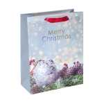 Geschenktasche groß - blau/grün - Weihnachtskugel 26 x 33 x 12 cm