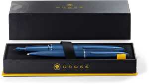 Cross Kugelschreiber+Füller ATX Gebürstetes Dunkelblau, Geschenkset