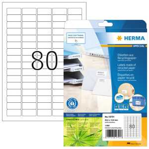Herma Etiketten permanent 35,6 x 16,9 mm naturweiss 20 Bl 1600 Etik.