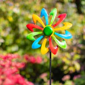 Kinetic Art Metal Wind Spinner: Single Windmill - Multi-Color