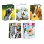 Geschenktasche Tiere L 26x32x12cm 5fach sortiert