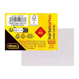 Idena Karteikarten kariert 180g/m² weiß DIN A8 100 Stück