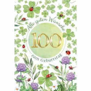 Kurt Eulzer Glückwunschkarte Geburtstag 100 Kleeblätter