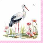 ti-flair Servietten Stork & Frogs rose 33x33cm 20...