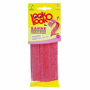 Look-o-Look Fruchtgummi Saure Erdbeerstreifen 90g 12 Stück Beutel