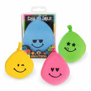Knautschi Chill and Smile pink blau grün gelb 6,3x7x3cm 4fach sortiert