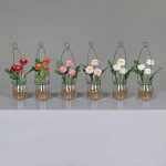 Kunstblume Bellis im Hängeglas 15cm 5fach sortiert