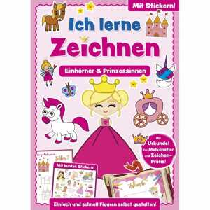 Malbuch Ich lerne Zeichnen Einhörner & Prinzessinnen mit Stickern