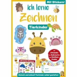 Malbuch Ich lerne Zeichnen Tierkinder mit Stickern