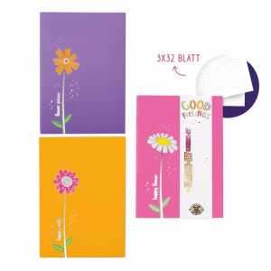 Notizheft Good Feelings Happy Flowers dotted 14,8x10,5cm 3x 32 Blatt