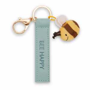 NICI Schlüsselanhänger Bee happy Kunstlederband mit Biene türkis 10cm