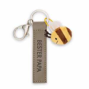 NICI Schlüsselanhänger Bester Papa Kunstlederband mit Biene olive 10cm