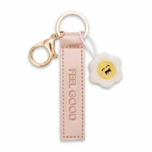 Schlüsselanhänger Feel good Kunstlederband mit Blume roségold 10cm