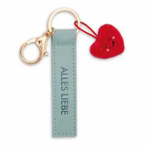 NICI Schlüsselanhänger Alles Liebe Kunstlederband mit Herz türkis 10cm