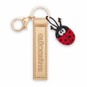 Schlüsselanhänger Glückskäfer Kunstlederband mit Marienkäfer gold 10cm