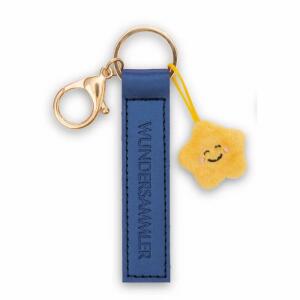 Schlüsselanhänger Wundersammler Kunstlederband mit Stern blau 10cm