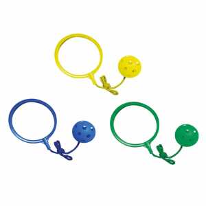Schleuderball am Seil mit Ring gelb/grün/blau Länge 72cm 3fach sort