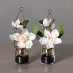 Kunstblume Magnolie im Hängeglas 18cm 2fach sortiert