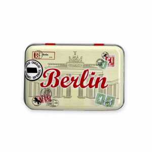 Muddastadt Dose Briefmarke klein gefüllt mit Schokoladentäfelchen 32g