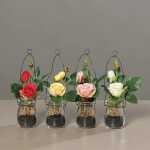 Kunstblume Rosen im Hängeglas 18cm 4fach sortiert